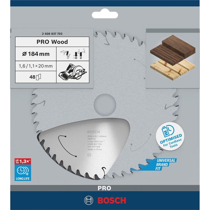 Image du produit Bosch Professional Zubehör Lame de scie circulaire PRO Wood cordless, 184 x 1,6 x 20 mm