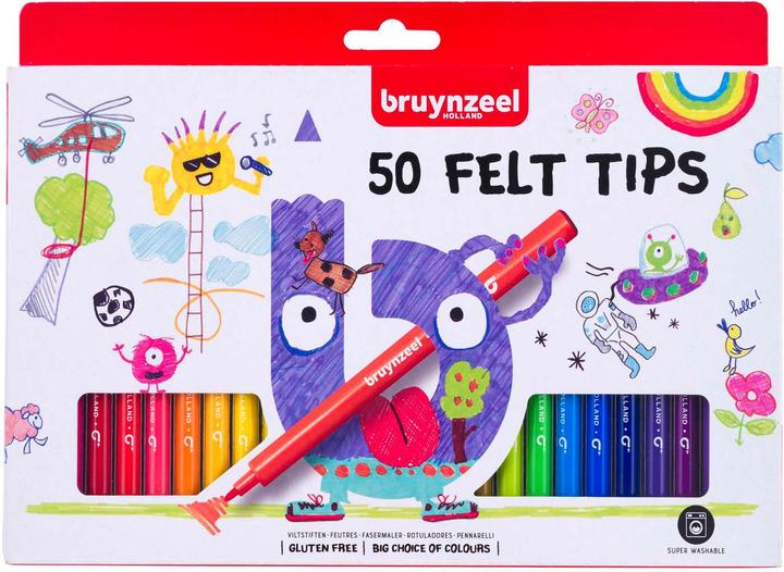 Produktbild Bruynzeel Kids Felt Tip Pen Set with 50 Colours | Drawing & Painting for Children (50x)