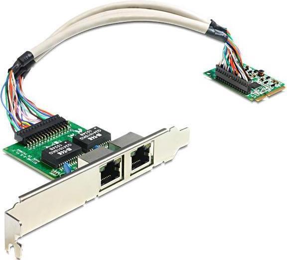 Actual product image Delock MiniPCIe I/O PCIe full size Giga LAN 2x bracket