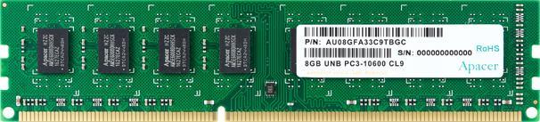 Produktbild Apacer DDR3 8 GB 1333-CL9 - Single (1 x 8GB, 667 MHz, DDR3-RAM, DIMM)