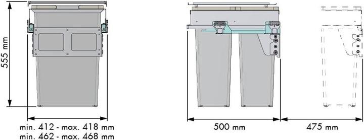 Produktbild Menage Confort Auszugsmüllbehälter für Küchenschränke mit zwei Behältern (70 l)