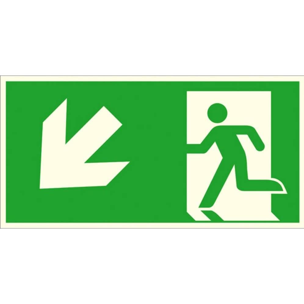 Wolk, Segnaletica di sicurezza, Fluchtwegschild Folie Notausgang links schräg abwärts SafetyMarking