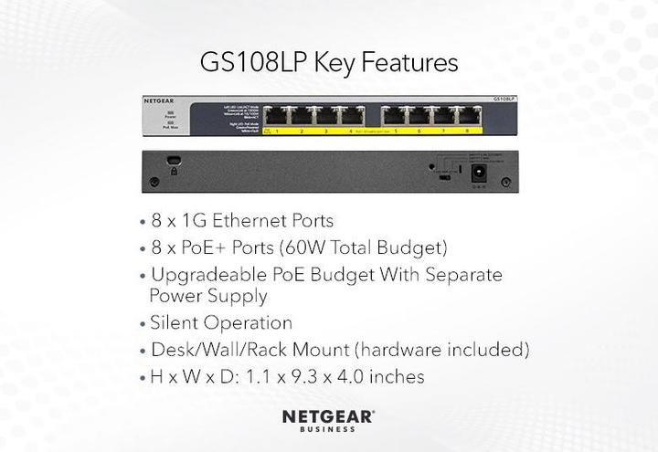 Produktbild Netgear GS108LP: 8 Port Switch (8 Ports)