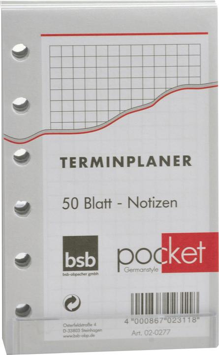 Immagine prodotto BSB-Obpacher Inserti timer circa A7 a scacchiera 50 fogli (12 x 8 cm)