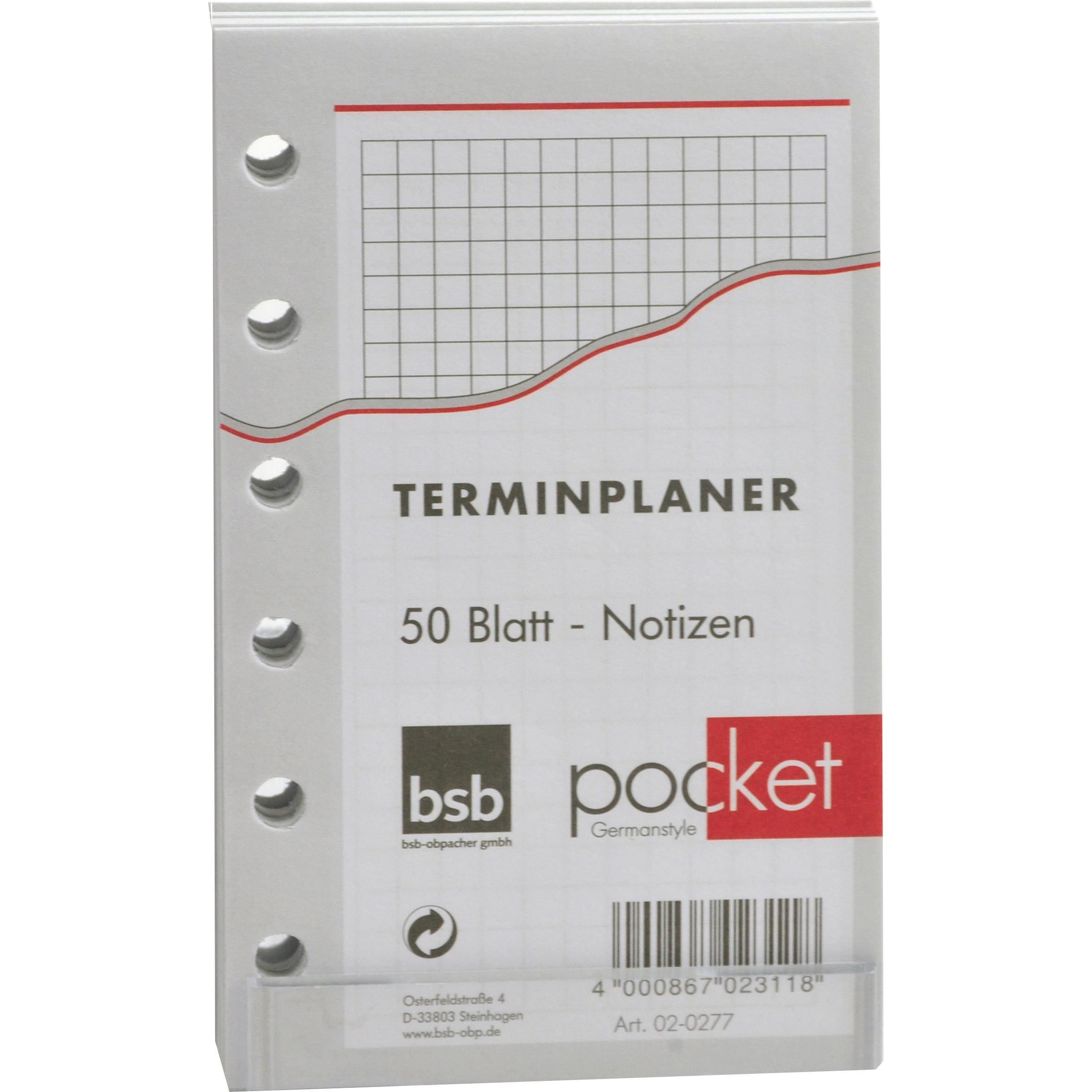 Thumbnail - BSB-Obpacher, Kalender, Einlagen Timer ca. A7 kariert 50 Blatt (12 x 8 cm)