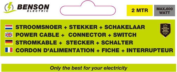 Image du produit Benson Electric Câble d'alimentation + fiche + interrupteur (2 m)