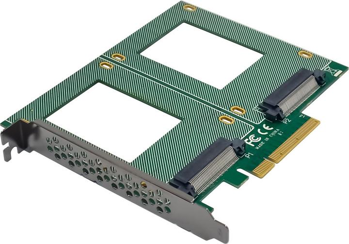 Produktbild InLine PCIe Karte zu 2x intern U.2 NVMe SFF-8639 – Bifurcation