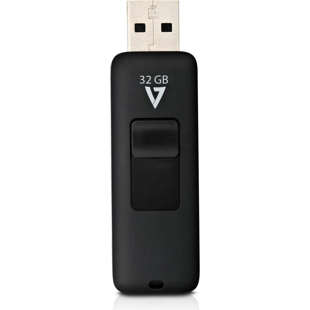 V7 Slide-In (32 GB, USB-A, USB 2.0), USB Stick, Schwarz