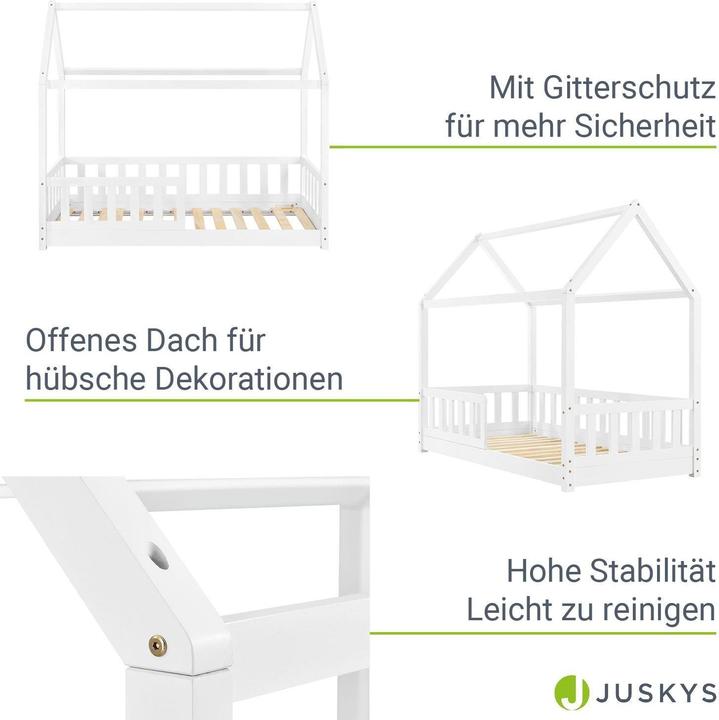 Image du produit Juskys Kinderbett Marli 80x160cm - Weiss (80 x 160 cm)