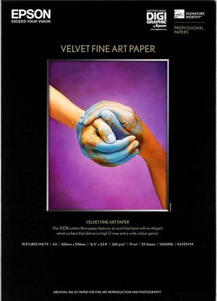 Image du produit Epson S042096 Velvet fine art papier inkjet 260g/m2 A2 25 feuilles pack de 1 (A2)
