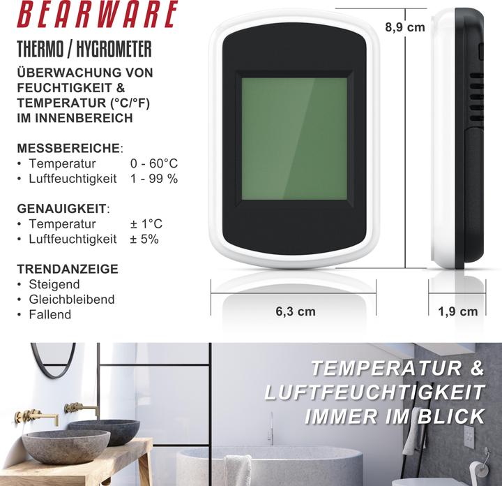 Produktbild Bearware 4x Wetterstation, Innenwetterstation, Thermometer Hygrometer, Temperatur Luftfeuchtigkeit Messgerät