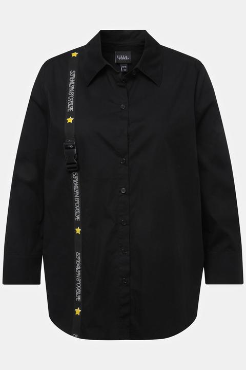 Actual product image Ulla Popken Long Sleeve Button Down with Decorative Strap (50, 52)