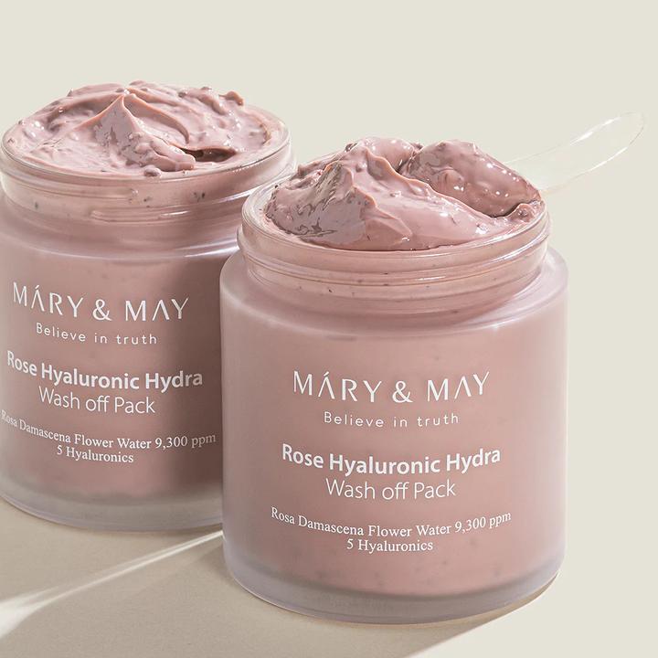 Produktbild Mary&May Vegane Rose Hyaluronic Hydra Wash Off Mask 125g - Reinigt die Poren, kontrolliert den Talg und