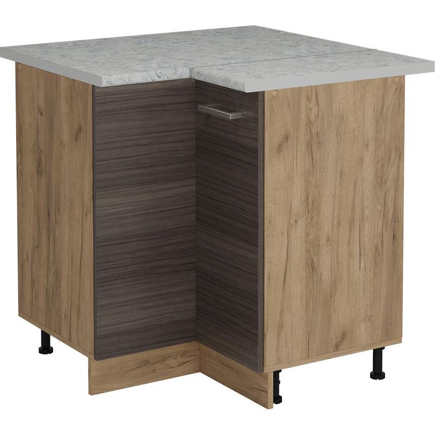 Thumbnail - Vicco, Regal, Eckunterschrank R-Line, Edelgrau/Goldkraft Eiche, 75.6 cm AP Marmor