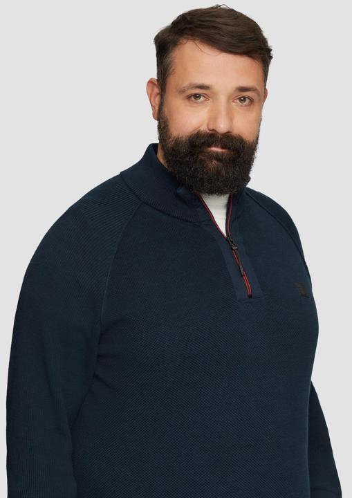 Produktbild S.Oliver Strickpullover Strickpullover mit Troyer-Kragen und Strukturmix (XXL)