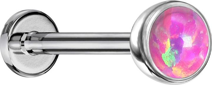 Image du produit Star Piercing Labret Micro Threadless argent demi-sphère avec opale rose (sans laiton, Titane)