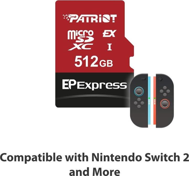 Produktbild Patriot microSDXC-Karte 512GB Express 800/600MB/s Nintendo Switch 2 (512 GB, microSDXC, U3)