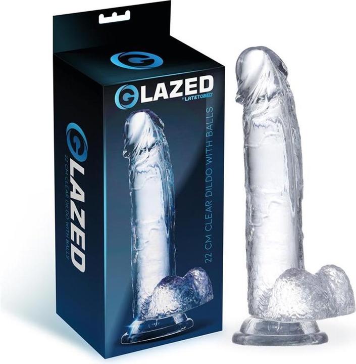 Actual product image Glazed Realistic Dildo with Testicles