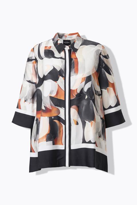Actual product image Ulla Popken Abstract Print Pointed Hem Blouse (58)