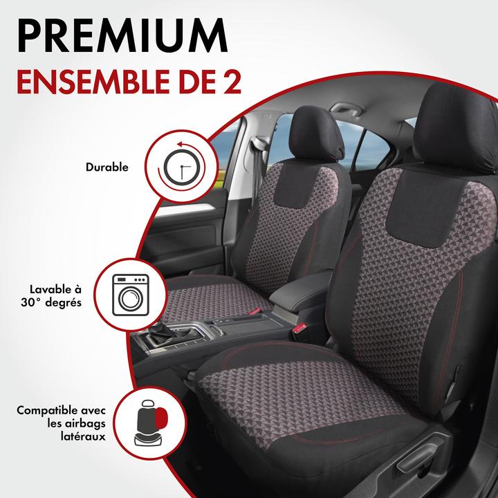 Actual product image Walser Premium car seat covers Redring for two front seats with black/red