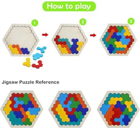 Actual product image Activity Board Hexagonal wooden puzzle box toy, puzzle from 4, creative learning toy, promotes spatial awareness