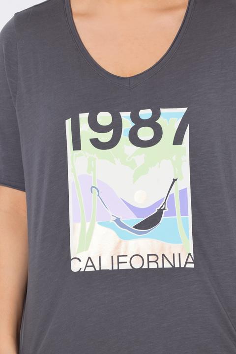 Image du produit Ulla Popken T-shirt, motif California. Encolure V et manches courtes (50, 52)