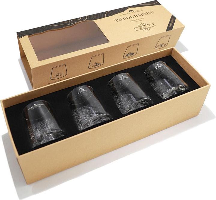 Alaskan Maker Shot Gläser 4er-Set, Matterhorn, Eiger, Mönch & Jungfrau (4 x, Schnapsgläser + Shotgläser)