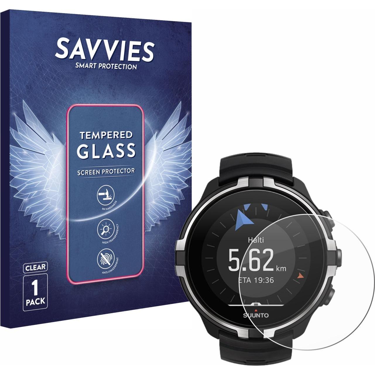 Savvies Panzerglas Hartglas Displayschutz, Smartwatch Schutzfolie, Transparent