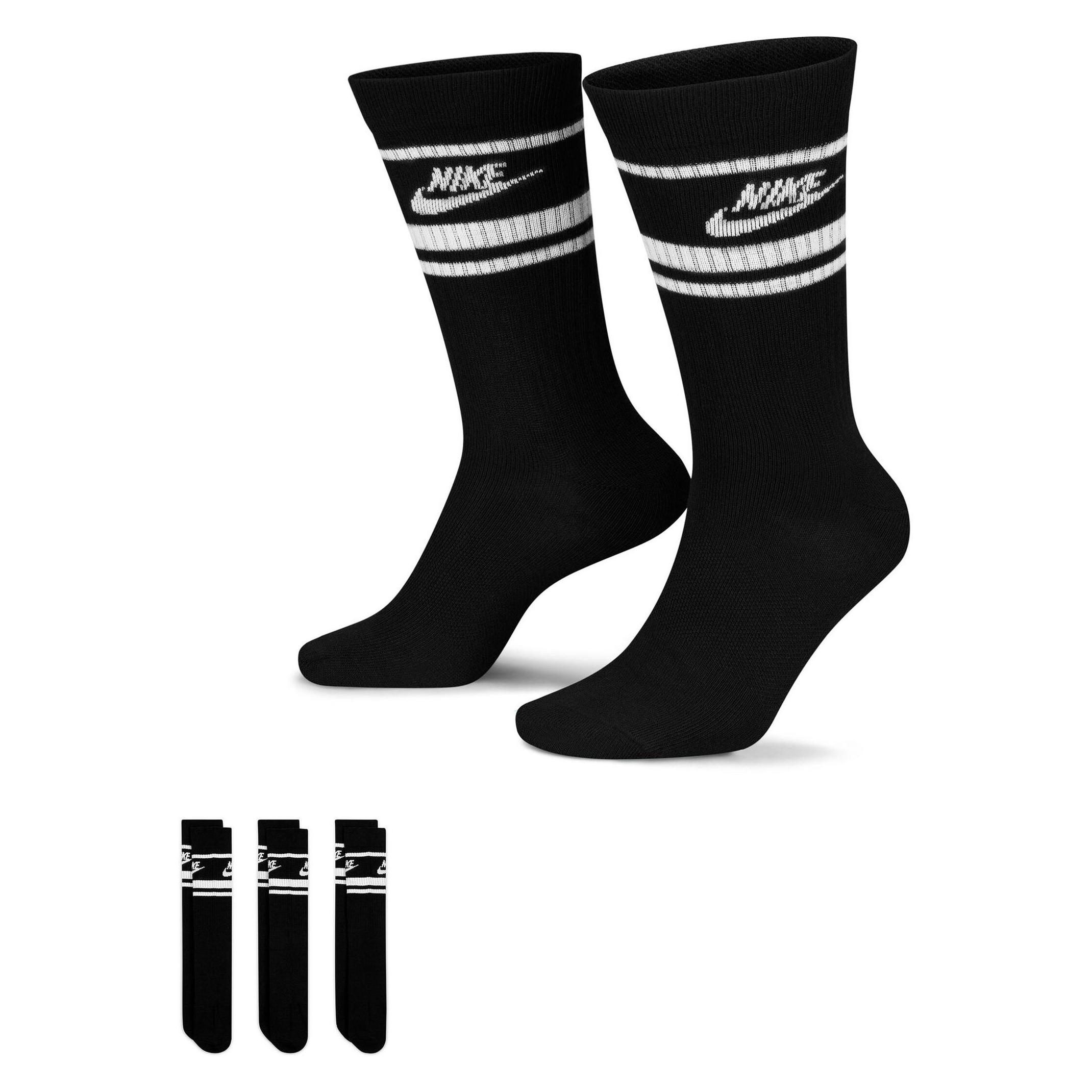 Nike, Vrouwen, Sportsokken, Essential Crew Stripe Sokken (38 - 42), Zwart