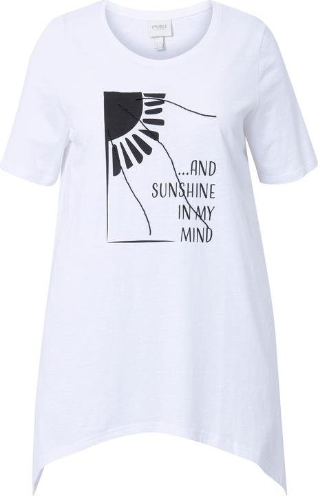 Actual product image Ulla Popken Eco Cotton Longline Pointed Hem Sunny Graphic Tee (42, 44)