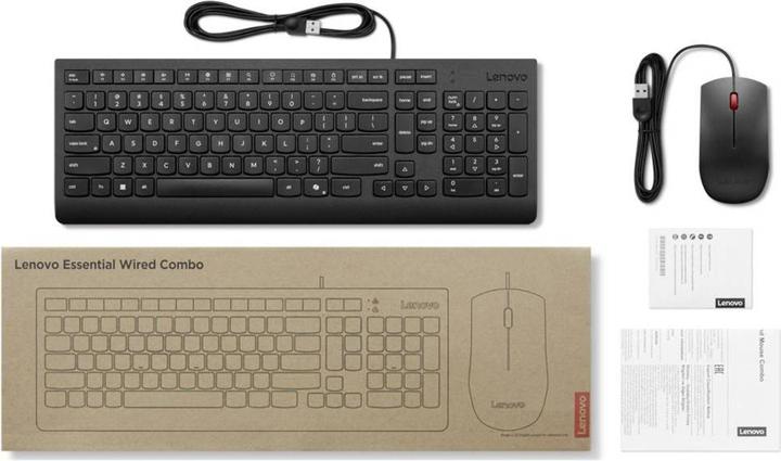 Actual product image Lenovo Essential Wired Combo Keyboard and Mouse German 129 (DE, Cable)