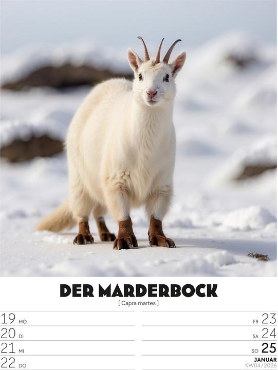 Image du produit Verrücktes Tierleben - Wochenplaner mit KI-Bildern Kalender 2026 (25 x 33 cm, Allemand)