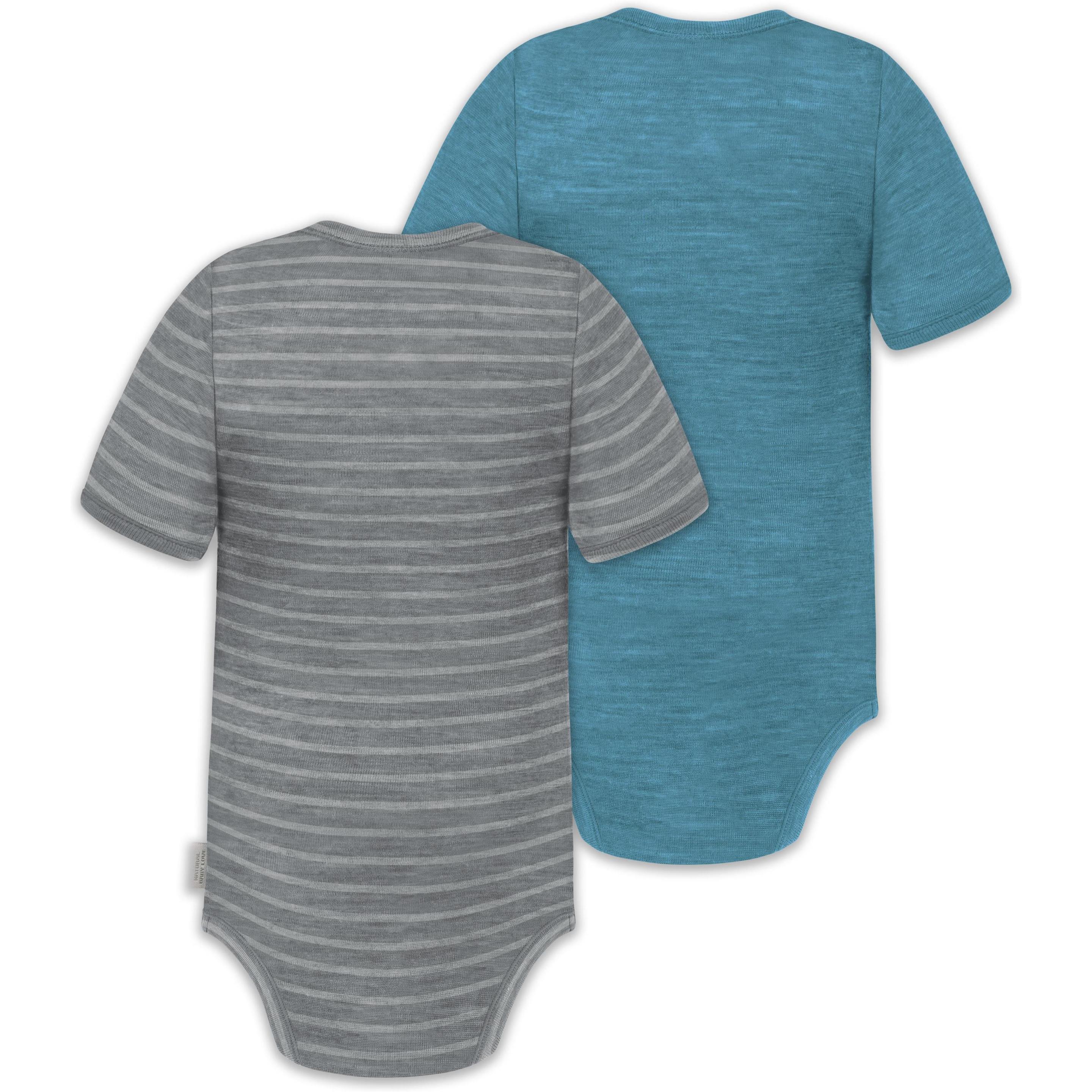 Thumbnail - Normani, Herren, Body, 2er Set Baby Merino Kurzarmbody „Tihoi" - 9317, Grau, (62)