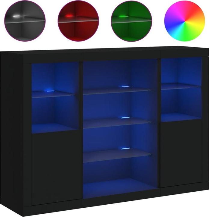 Immagine prodotto vidaXL Credenze con luci LED 3 pezzi nero (142,5 x 37 x 100 cm)