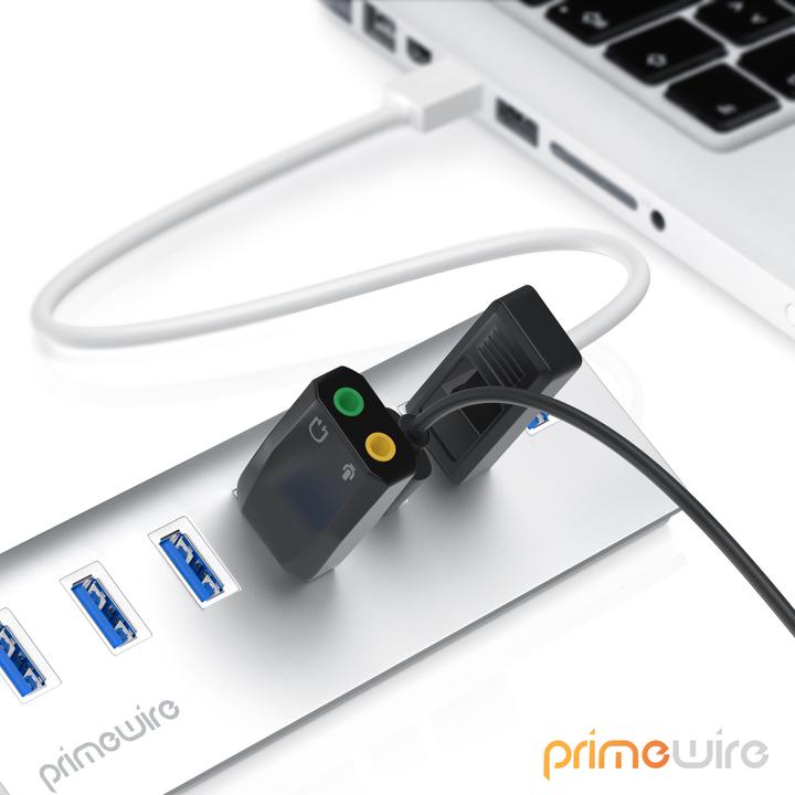 Produktbild Primewire 7 Port USB 3.2 Hub mit Netzteil,USB Hub gebürstetes Aluminium-Gehäuse (USB-A, 7 Ports)