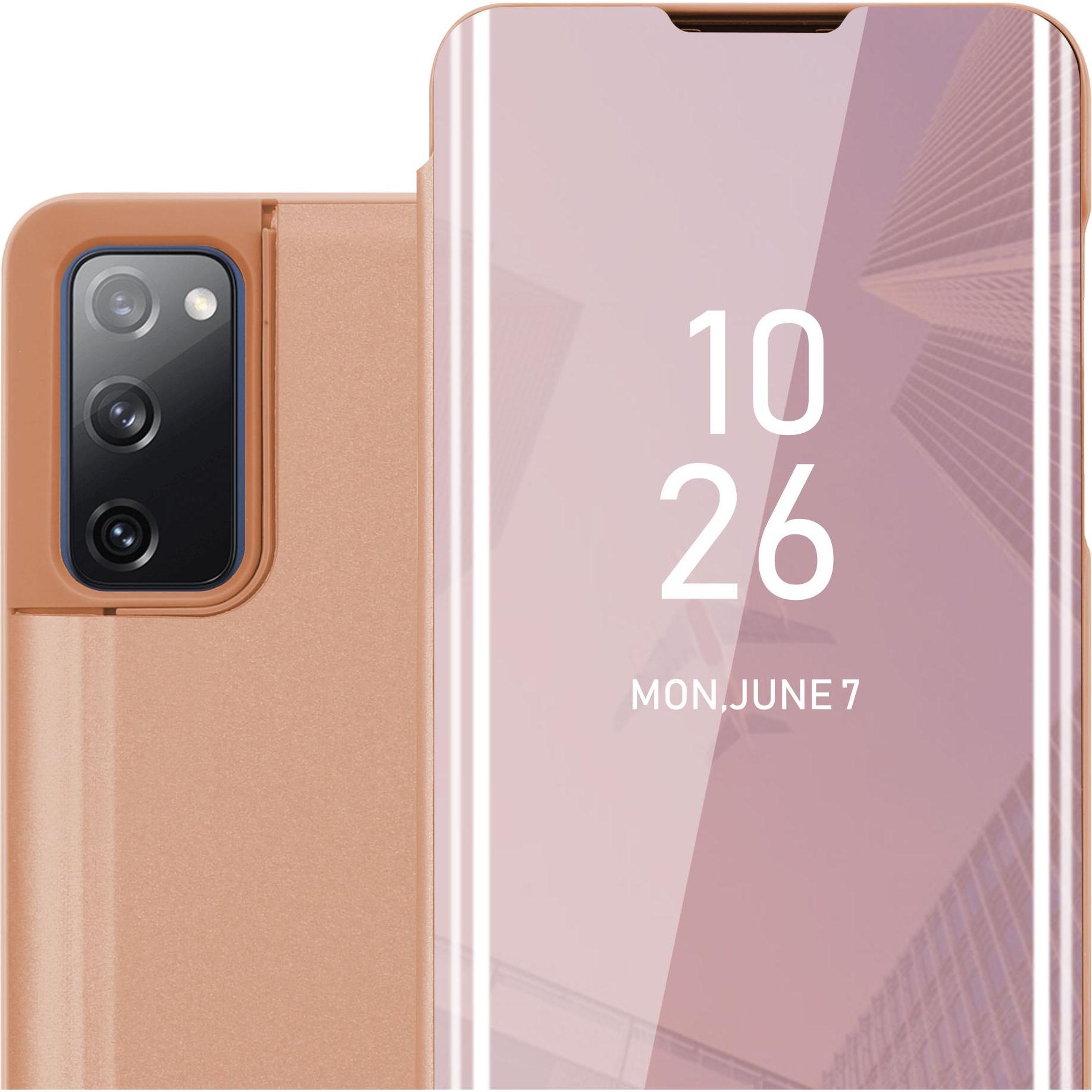 Cadorabo Book Smart View Spiegel Cover (Samsung Galaxy S20 FE), Smartphone Hülle, Pink