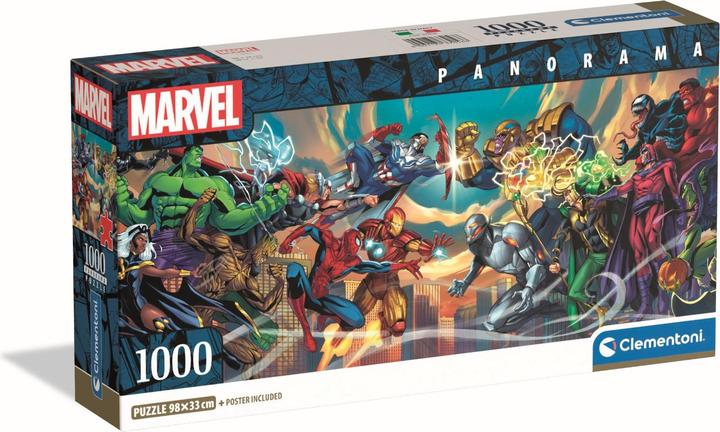Produktbild Clementoni Puzzle 1000 Panorama Compact Marvel Heroes