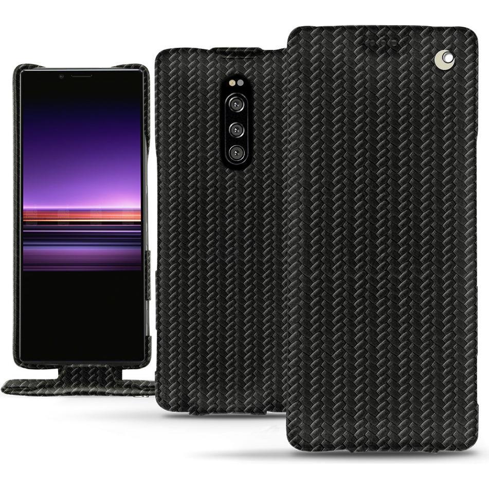Noreve Lederschutzhülle vertikal (Sony Xperia 1), Smartphone Hülle, Schwarz