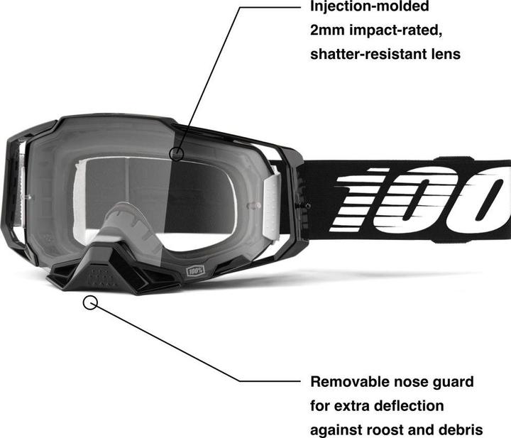 Productafbeelding 100% Armega Veiligheidsbril Zwart - Heldere Lens (Duidelijk)