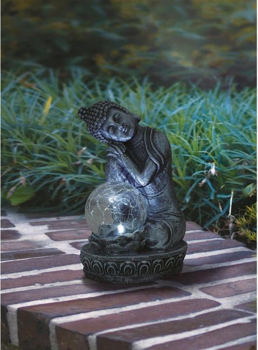 Actual product image EGLO Garden Light Solar Decoration Buddha, 19.5 cm, Grey (IP44)
