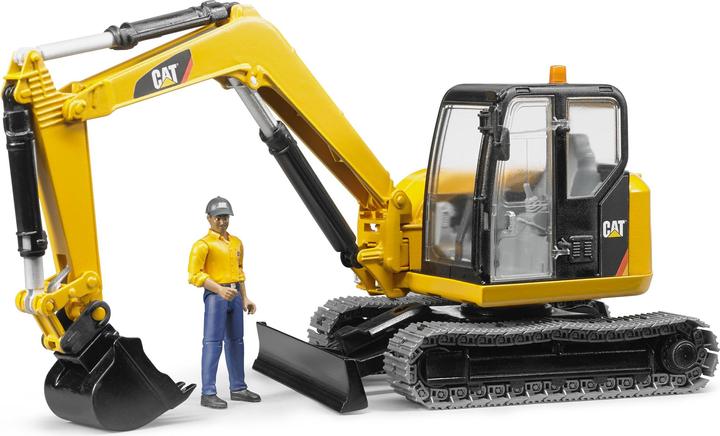 Actual product image Bruder Cat mini excavator with construction worker