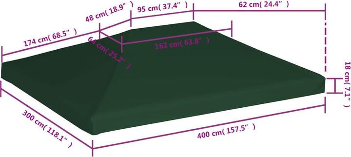 Actual product image vidaXL Pavilion roof 310 g/m² 4x3 m green (300 cm, 400 cm)