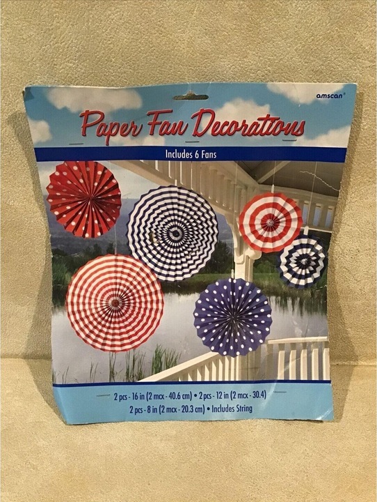 Produktbild Amscan die USA Fächerdekoration Papier 4. Juli 6erPack