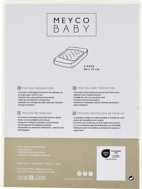 Actual product image Meyco molton bed pad - pack of 3 (68 x 75 cm)