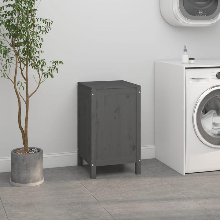 Actual product image vidaXL Wäschetruhe Grau 44x44x76 cm Massivholz Kiefer,Farbe