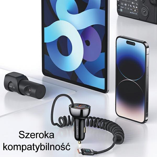 Produktbild Usams Ład. sam. C37 1xUSB+1xUSB-C 60W + kabel USB-C 30W PD+QC Fast Charge czarny/black CC192CC01 (US