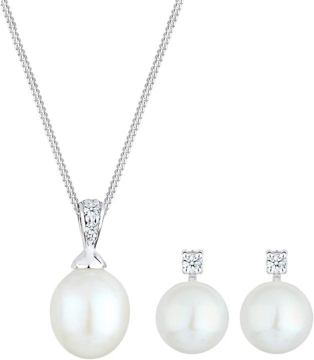 Diamore Elli Diamonds Earring Set with Freshwater Pearl and Diamond (Sterling Silver)