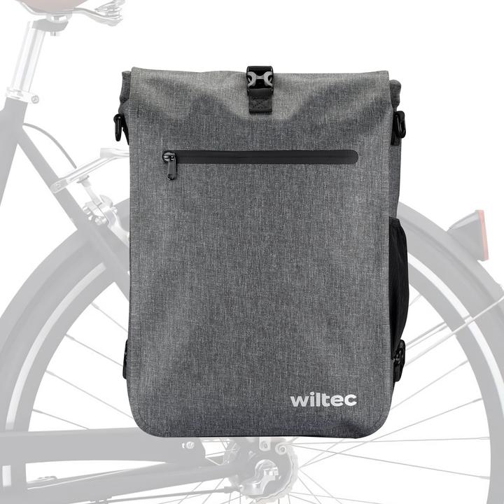 Produktbild Wiltec Gepäckträgertasche grau 25l Fahrradtasche Rucksack Gepäcktasche (25 l, Gepäckträgertasche)