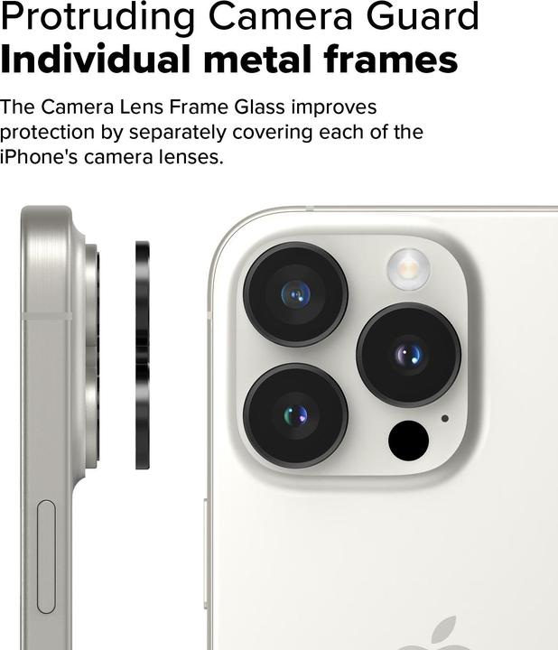 Produktbild Ringke Screen Protector for iPhone 16 Pro / 16 Pro Max CAMERA LENS FRAME GLASS 2 pack (2 Stk., Apple iPhone 16 Pro, Apple iPhone 16 Pro Max)