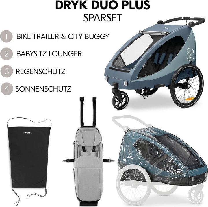 Produktbild Hauck 2in1 Fahrradanhänger Sparset Dryk Duo Plus